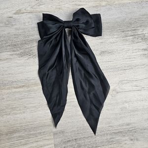 Jumbo Satin Hair Bow Clip Black